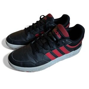 Adidas Court Sneaker Red Stripe Low Top Athletic Shoes Streetwear Black Size 10
